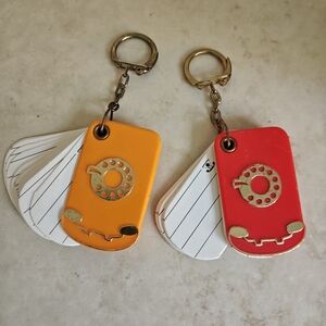 Vintage Dial Up Phone Red And Yellow Notepad Keychains